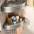 Space-Saving Aluminum Corner Shower Caddy Rack – Rust-Resistant Bathroom Storage Organizer with No Drilling Required 7