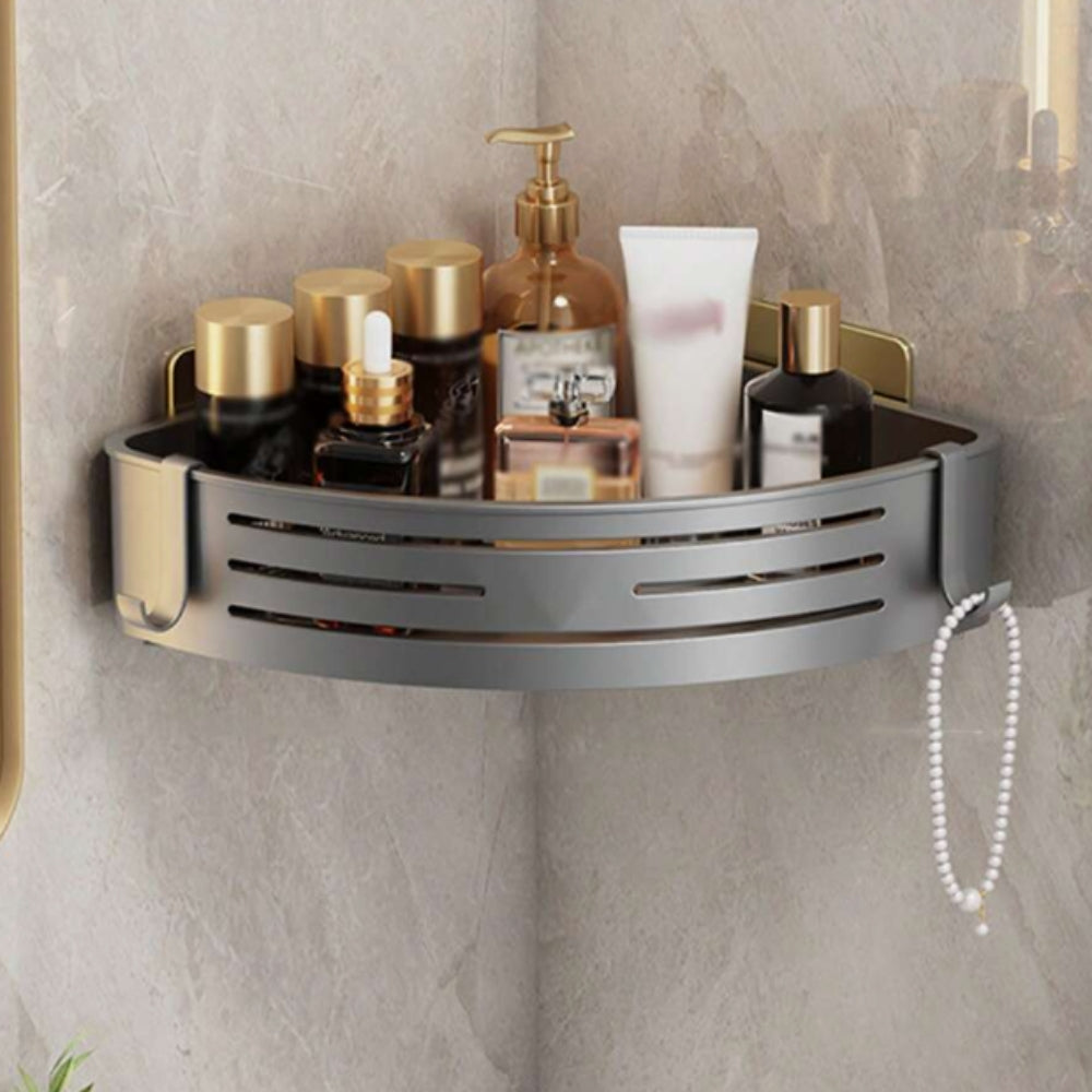 Space-Saving Aluminum Corner Shower Caddy Rack – Rust-Resistant Bathroom Storage Organizer with No Drilling Required 9