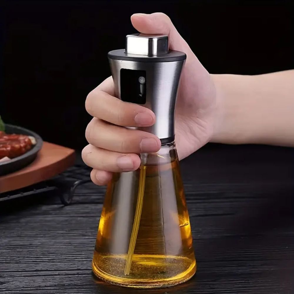 Stainless Steel Oil Spray Bottle, 200ml Refillable Kitchen Oil Spray Bottle with Fine Mist Nozzle for Olive Oil and Cooking Oil 0