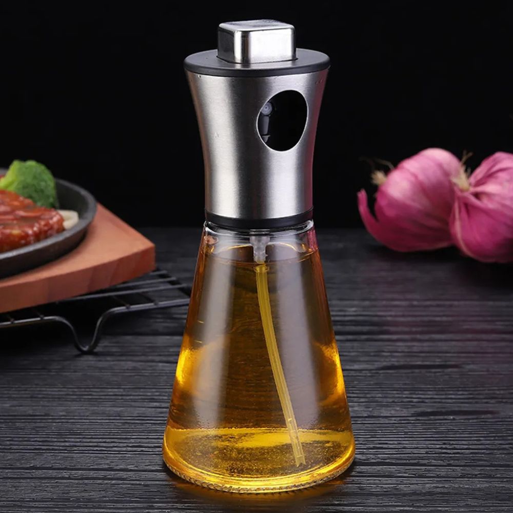 Stainless Steel Oil Spray Bottle, 200ml Refillable Kitchen Oil Spray Bottle with Fine Mist Nozzle for Olive Oil and Cooking Oil 4