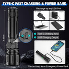 Tactical LED Flashlight with 100000 Lumens and Power Bank Feature 5
