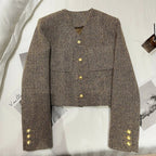 Tailored Women's Cropped Blazer with Gold-Tone Buttons for Office & Casual Wear 1