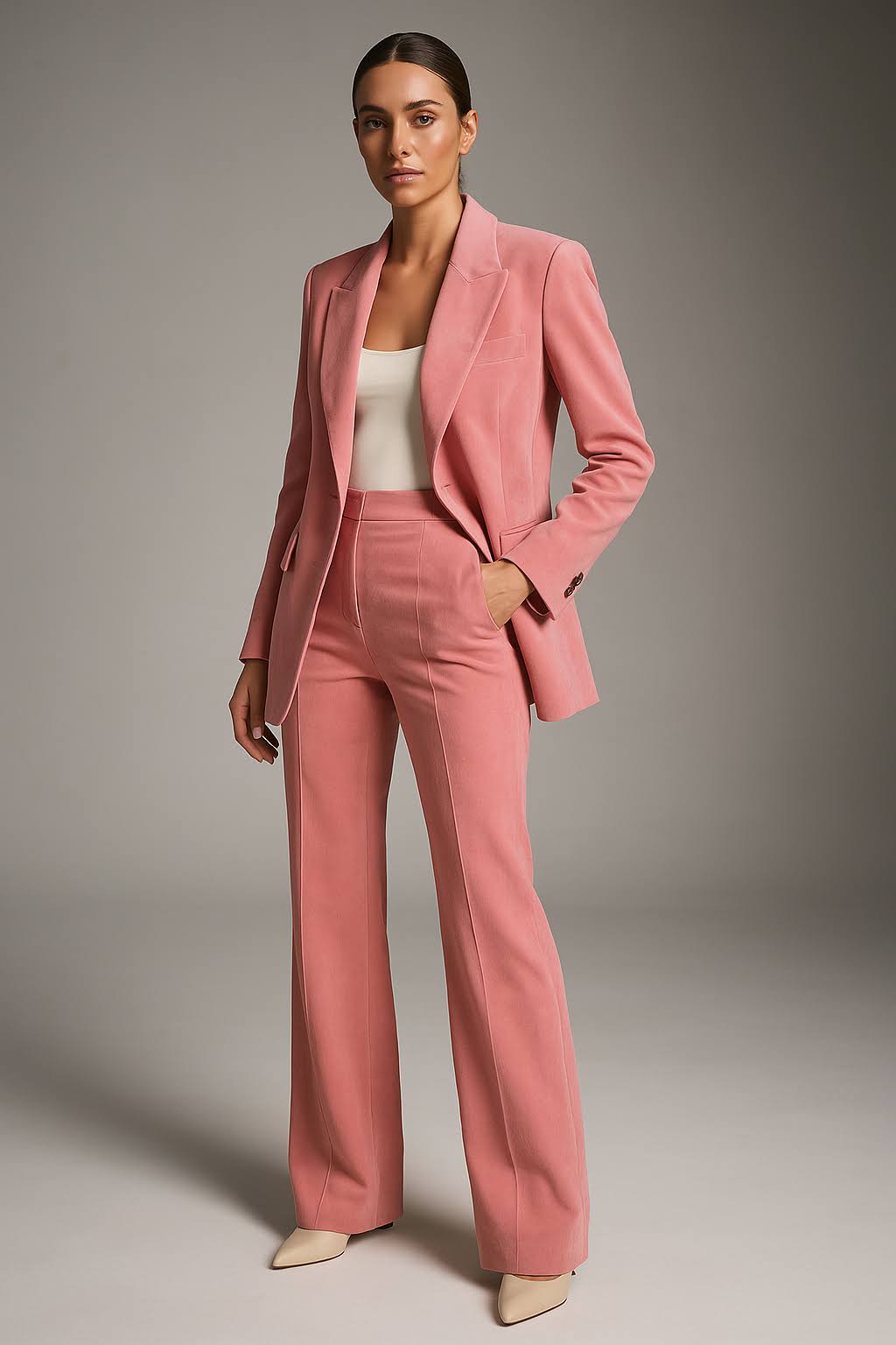 Tara Women's Trouser Suit | Fitted Blazer & Wide Leg Trousers, Chic Office Wear 0