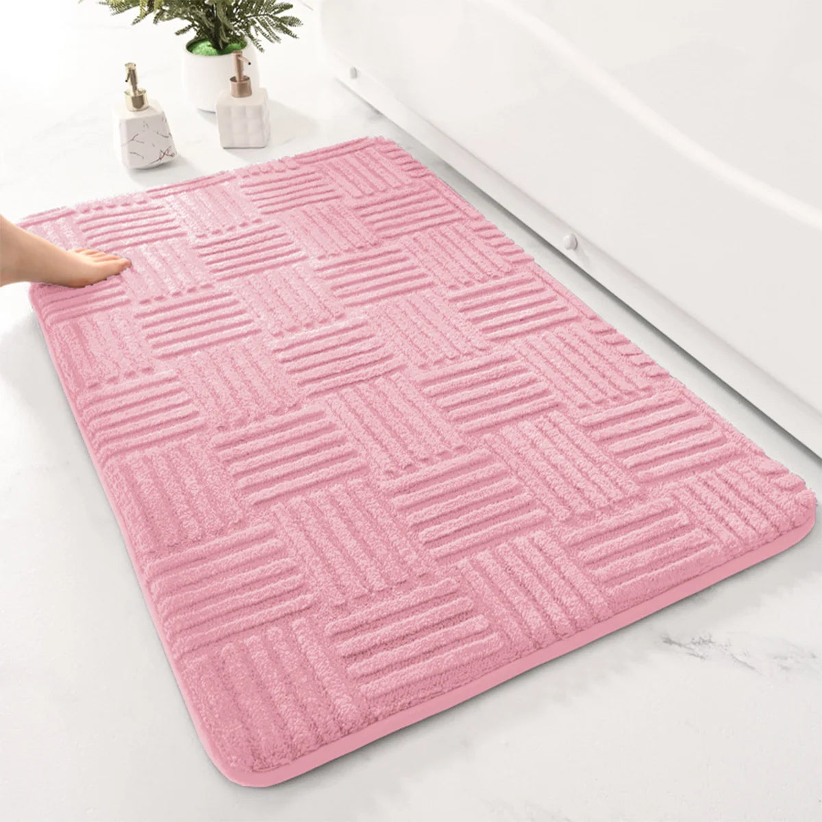 Thick Striped Non-Slip Bath Mat – Soft and Highly Absorbent Bathroom Mat for Shower and Toilet Use 3