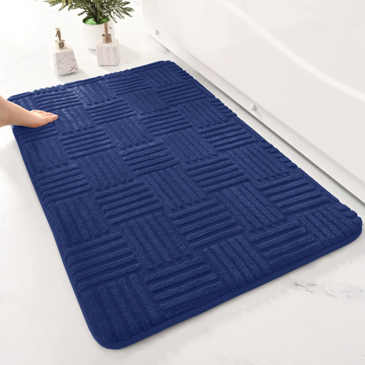 Thick Striped Non-Slip Bath Mat – Soft and Highly Absorbent Bathroom Mat for Shower and Toilet Use 4