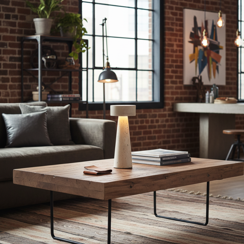 TravertUmbra Travertine Mushroom Lamp - Modern Minimalist Stone Table Light