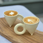 Triangular Porcelain Mug with Dual Handle Options – 220 ml Capacity for Coffee and Tea, Elegant Design with Stable Base 3