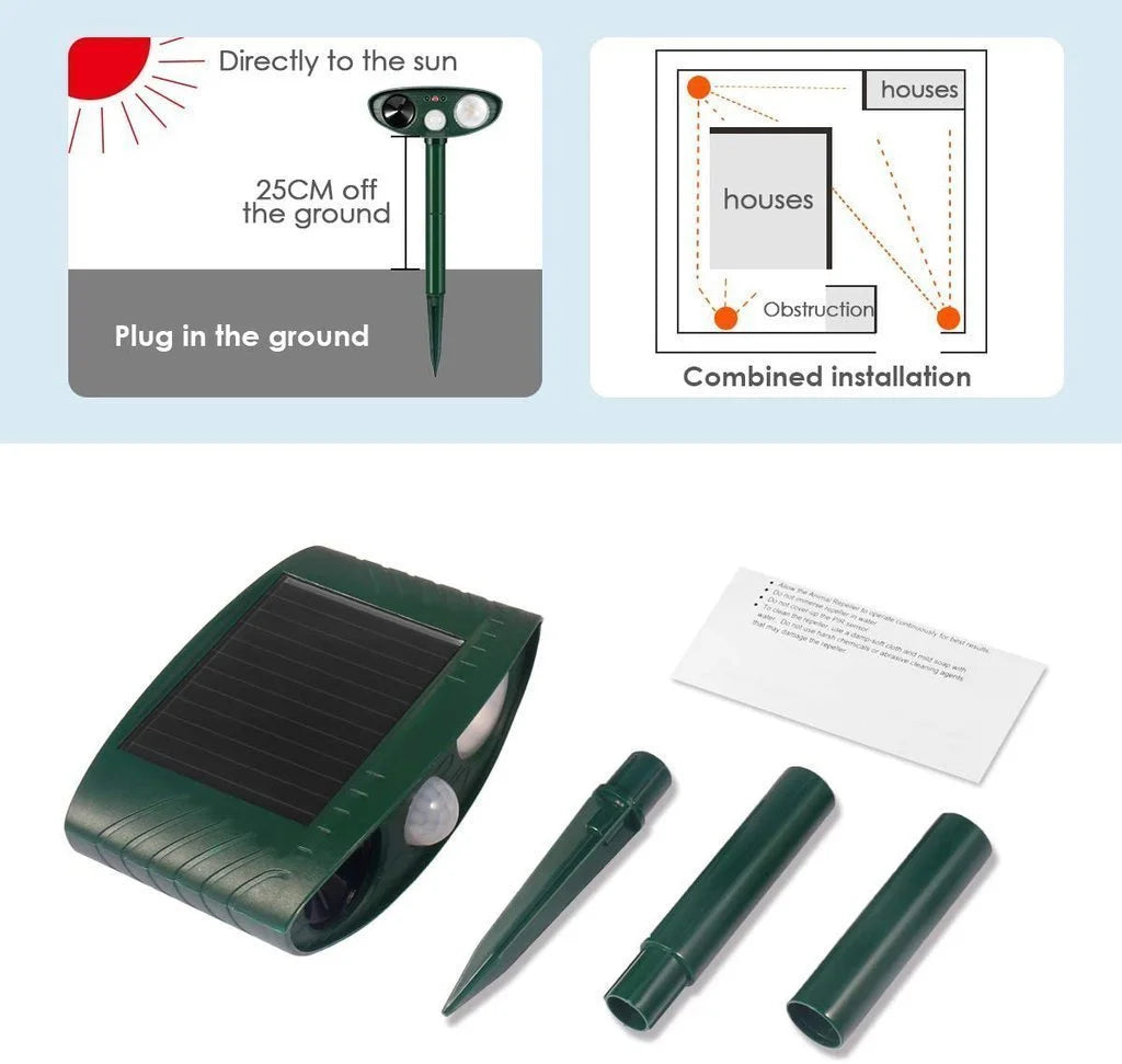 Ultrasonic Pest Repeller, Solar Powered with Motion Sensor for Garden 4