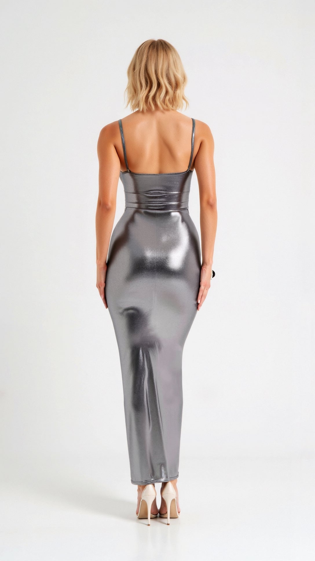 Ulyssa Women's Maxi Dress | Metallic Fabric, Elegant Mermaid Flare 3
