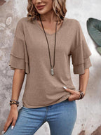 Vera Women's Blouse | Slightly Stretchy Polyester Blend, Classic V-Neck Summer Top 1