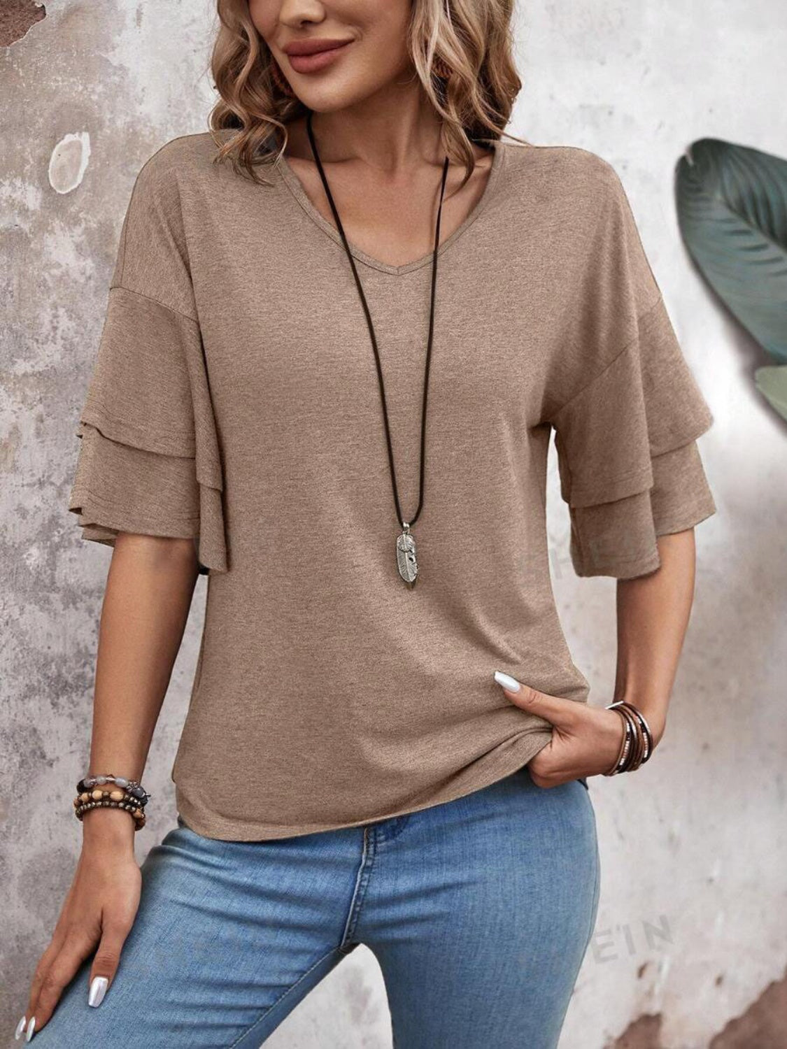 Vera Women's Blouse | Slightly Stretchy Polyester Blend, Classic V-Neck Summer Top 1