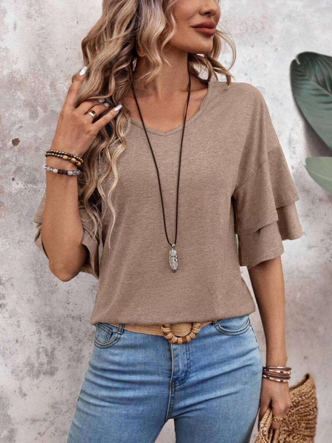Vera Women's Blouse | Slightly Stretchy Polyester Blend, Classic V-Neck Summer Top 2