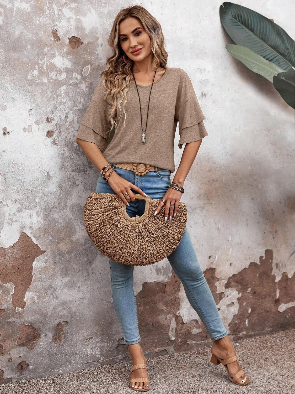 Vera Women's Blouse | Slightly Stretchy Polyester Blend, Classic V-Neck Summer Top 3