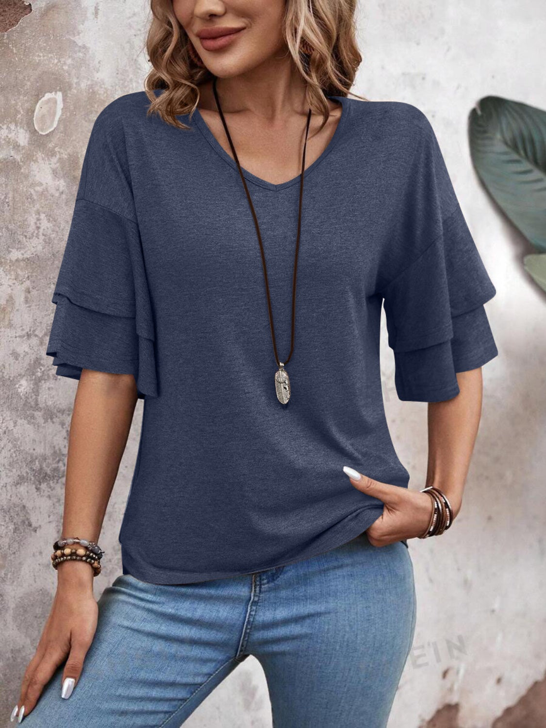 Vera Women's Blouse | Slightly Stretchy Polyester Blend, Classic V-Neck Summer Top 4