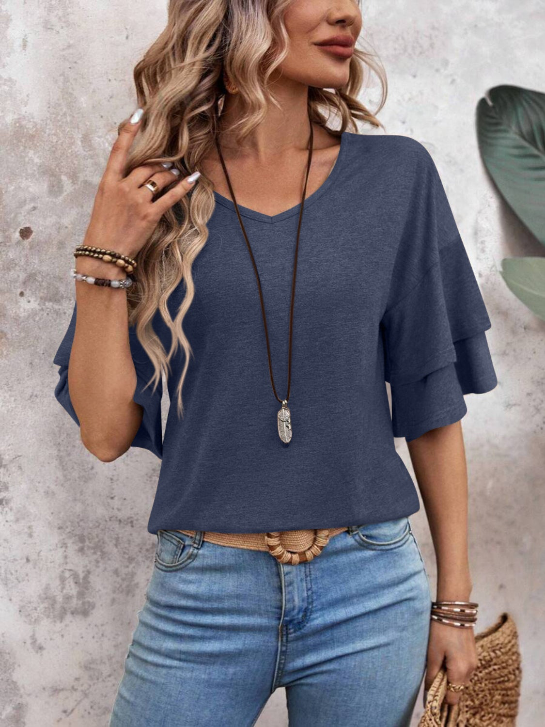Vera Women's Blouse | Slightly Stretchy Polyester Blend, Classic V-Neck Summer Top 6