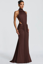 Vera Women's Maxi Dress | High Neck, Backless, Ruched Waist 1