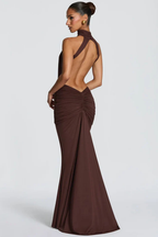 Vera Women's Maxi Dress | High Neck, Backless, Ruched Waist 2