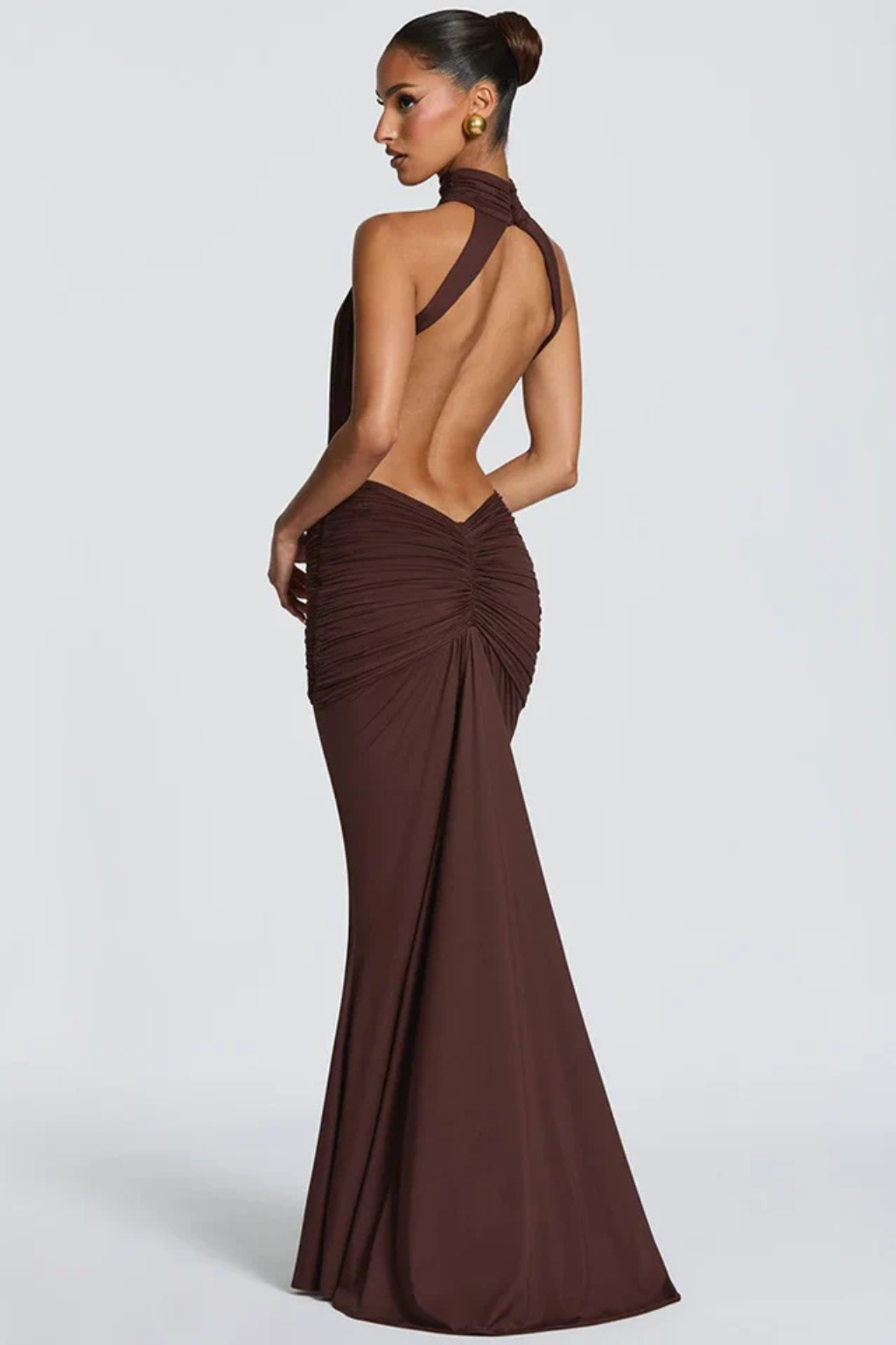 Vera Women's Maxi Dress | High Neck, Backless, Ruched Waist 2