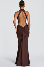 Vera Women's Maxi Dress | High Neck, Backless, Ruched Waist 3