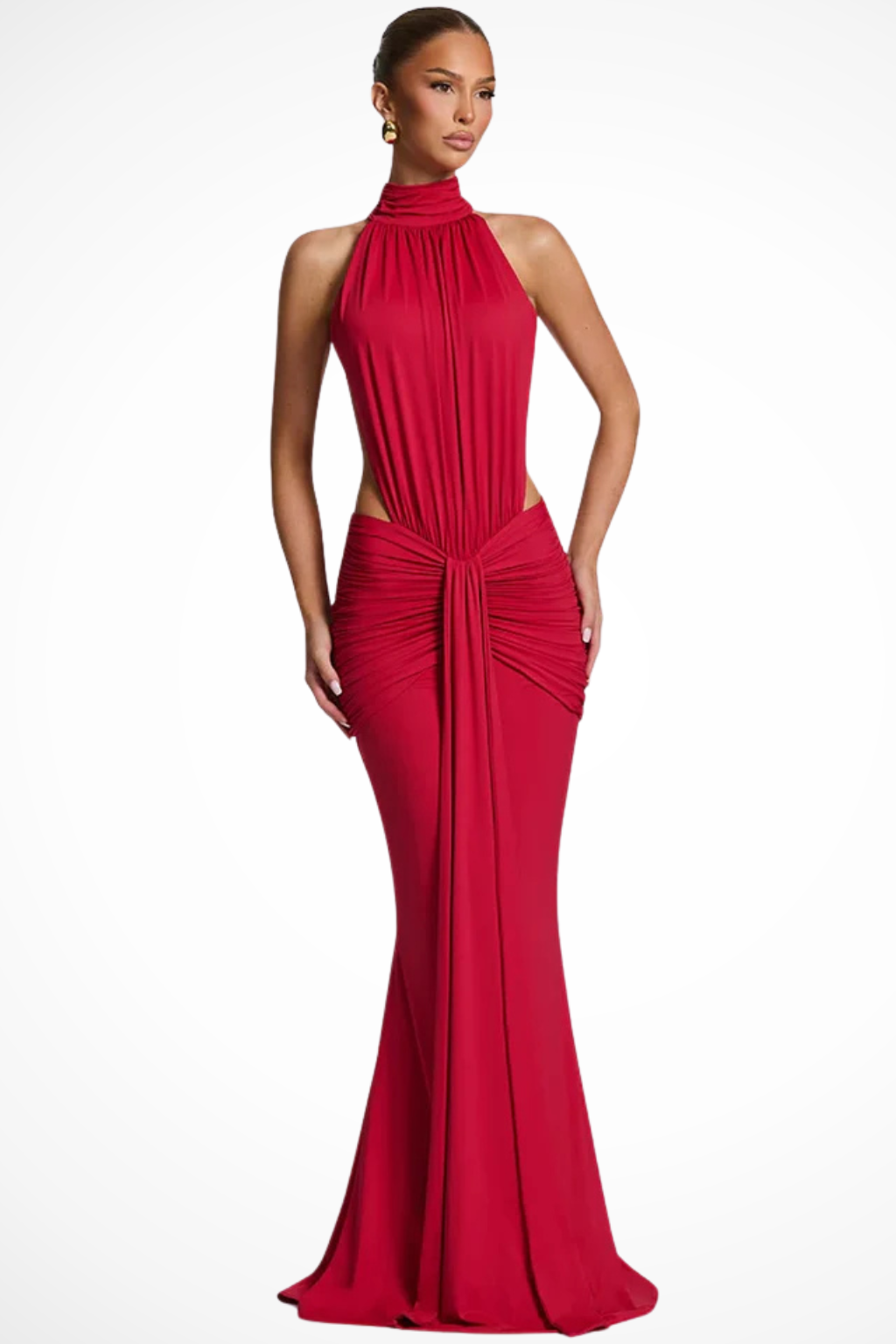 Vera Women's Maxi Dress | High Neck, Backless, Ruched Waist 5