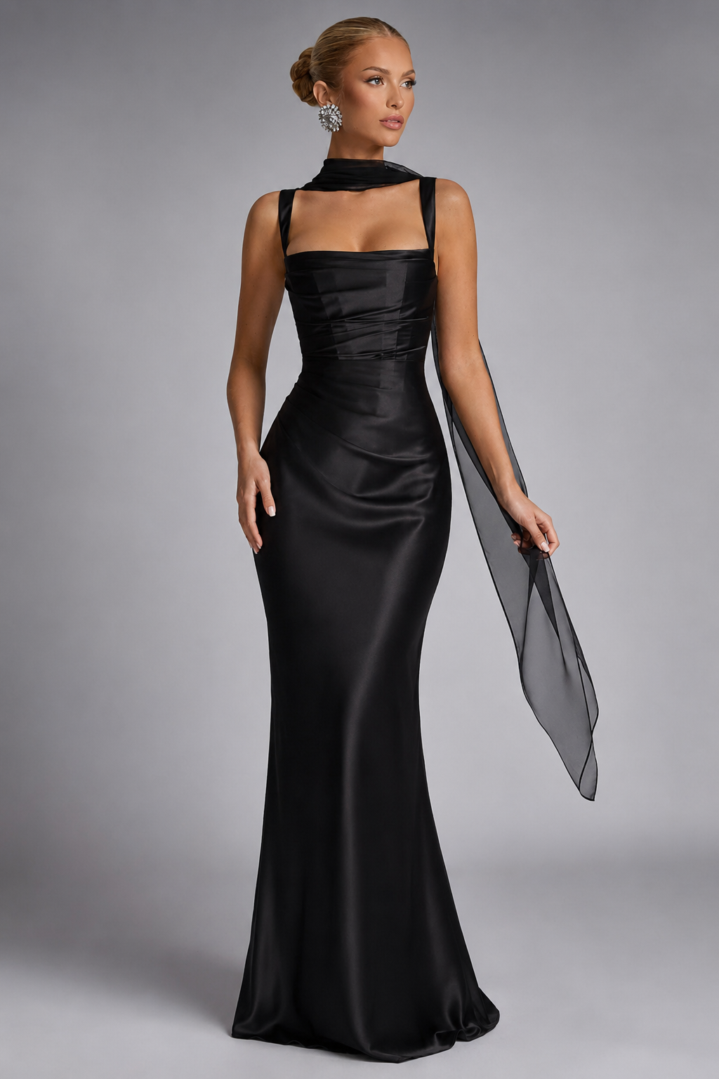 Vera Women's Maxi Dress | Ruched Satin, Elegant Formal Gown 00