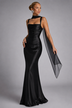 Vera Women's Maxi Dress | Ruched Satin, Elegant Formal Gown 11