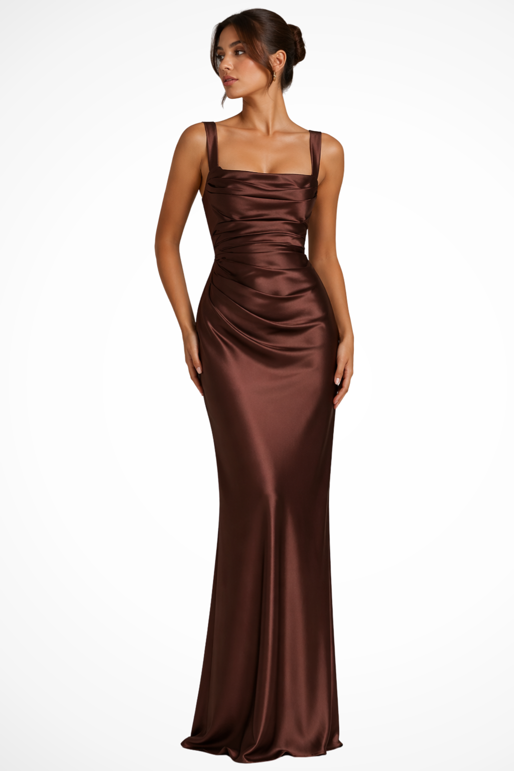 Vera Women's Maxi Dress | Ruched Satin, Elegant Formal Gown 2