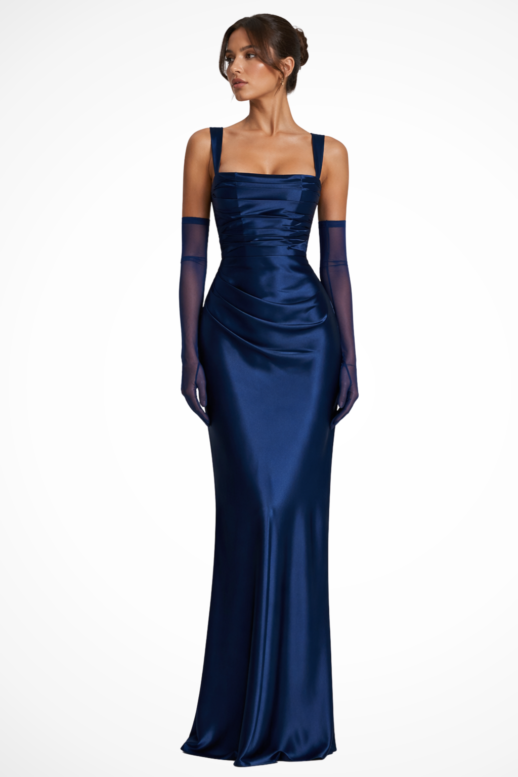 Vera Women's Maxi Dress | Ruched Satin, Elegant Formal Gown 3
