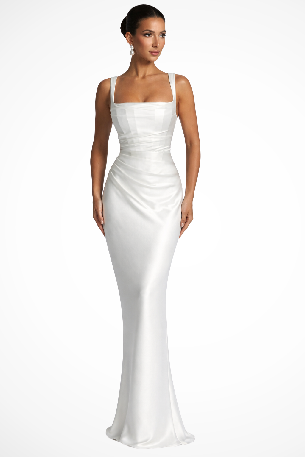 Vera Women's Maxi Dress | Ruched Satin, Elegant Formal Gown 4