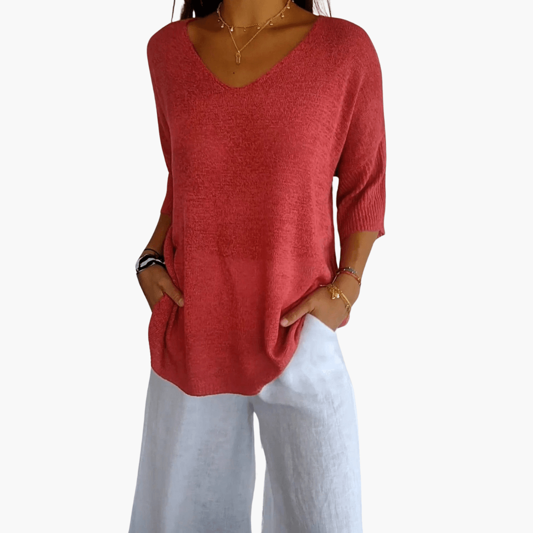 Vera Women's Top | Soft V-Neck, Airy Casual Summer Wear 0