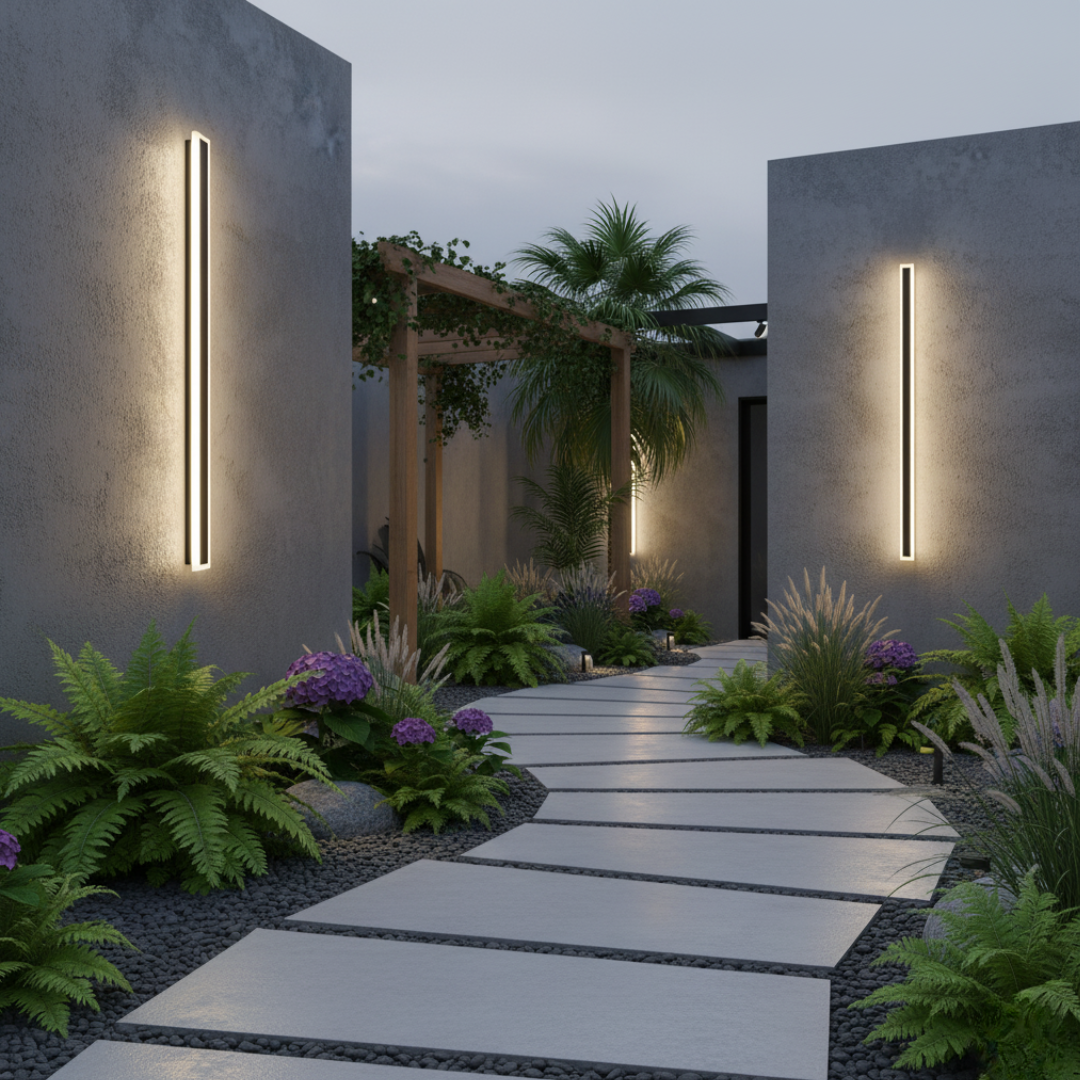 Vertilume Linear Outdoor Wall Light - IP65 Waterproof LED Garden Sconce