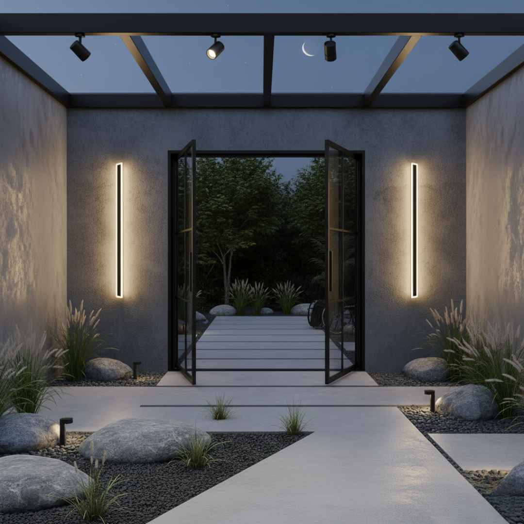 Vertilume Linear Outdoor Wall Light - IP65 Waterproof LED Garden Sconce
