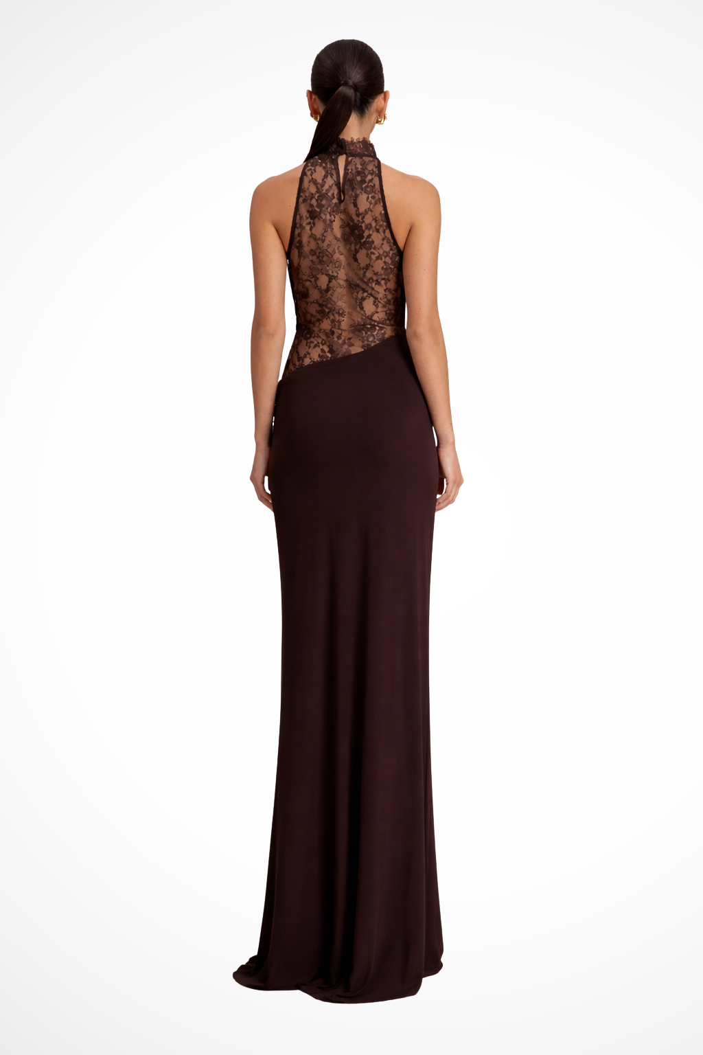 Vesper Women's Maxi Dress | Halter Neck Lace Panel for Formal Occasions 1