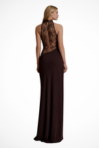 Vesper Women's Maxi Dress | Halter Neck Lace Panel for Formal Occasions 3