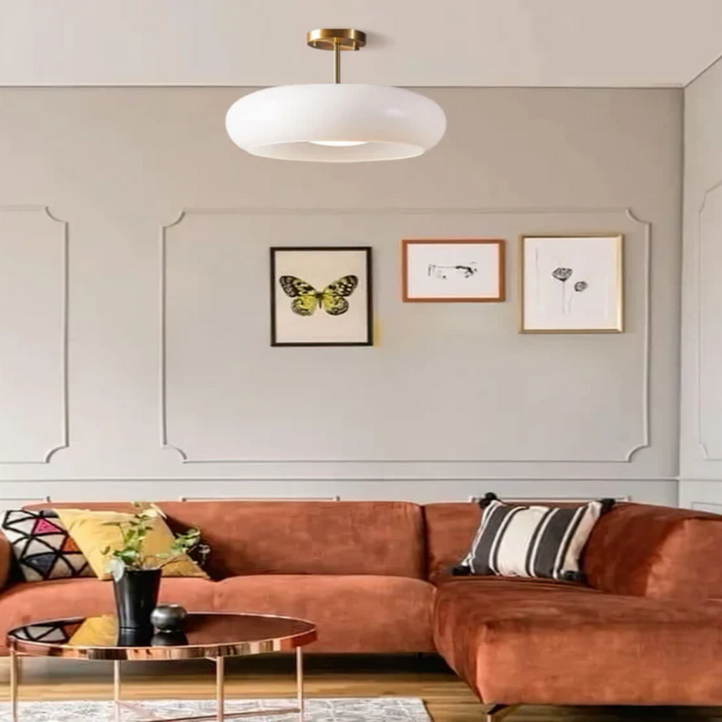 Vintage Glass Bell Pendant Light - Dimmable E27 LED, Gold Iron Hardware, 3000K