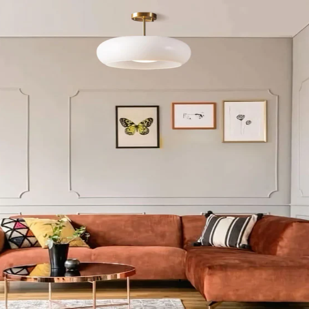 Vintage Glass Bell Pendant Light - Dimmable E27 LED, Gold Iron Hardware, 3000K