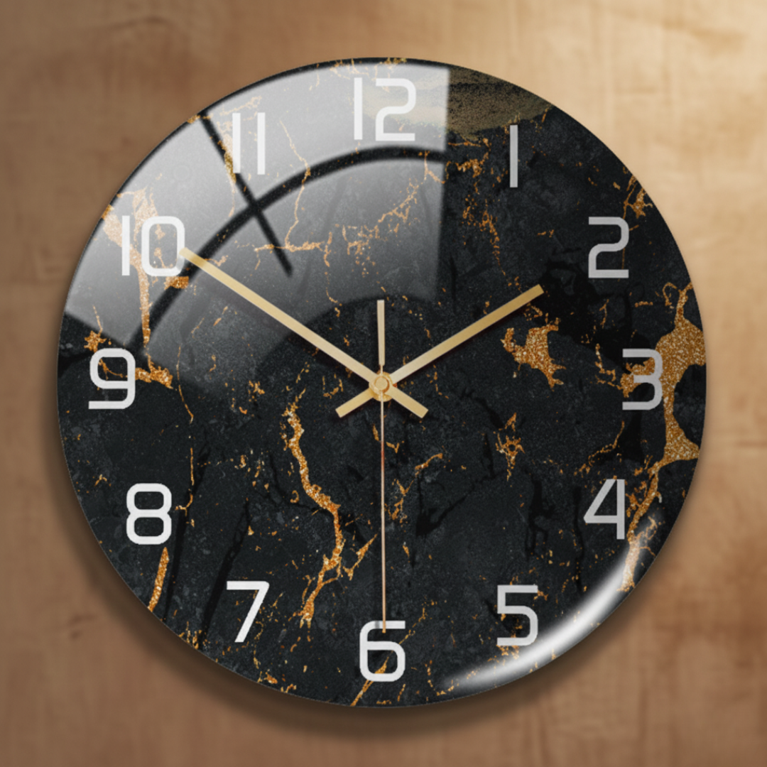 ViridMarmor Emerald Green & Gold Marble Wall Clock - Silent Quartz Acrylic Clock