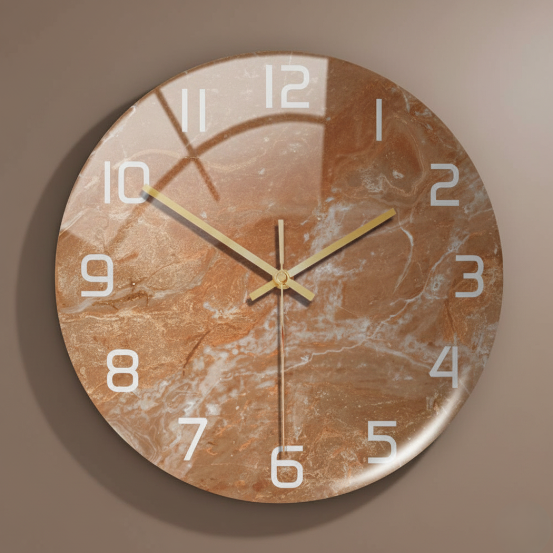 ViridMarmor Emerald Green & Gold Marble Wall Clock - Silent Quartz Acrylic Clock