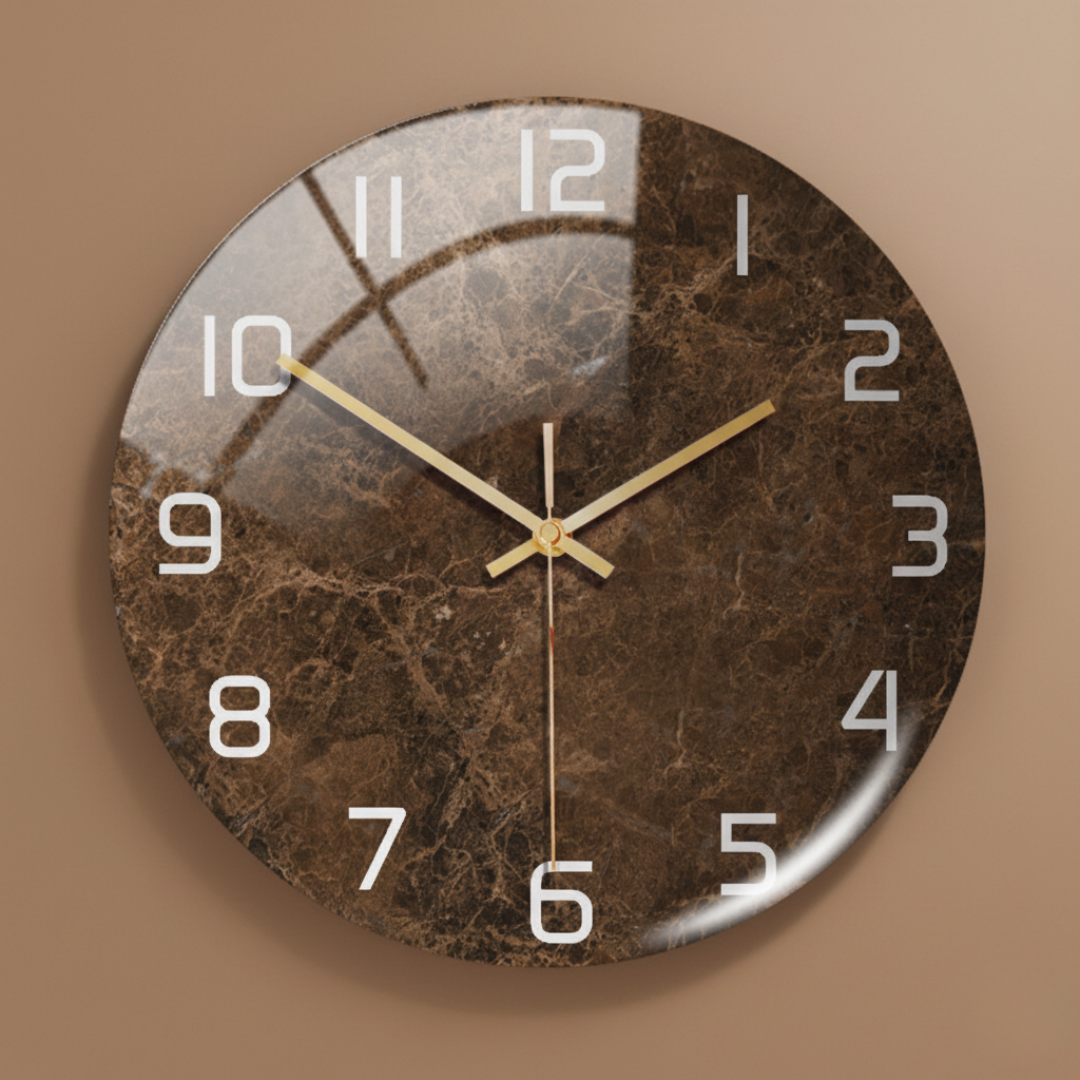 ViridMarmor Emerald Green & Gold Marble Wall Clock - Silent Quartz Acrylic Clock