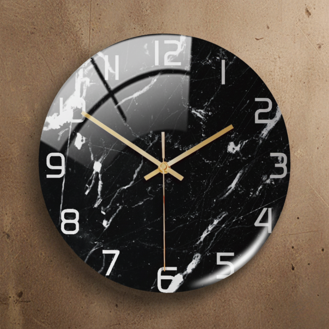 ViridMarmor Emerald Green & Gold Marble Wall Clock - Silent Quartz Acrylic Clock