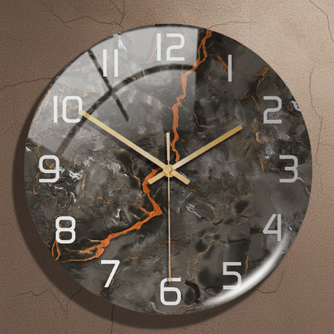 ViridMarmor Emerald Green & Gold Marble Wall Clock - Silent Quartz Acrylic Clock