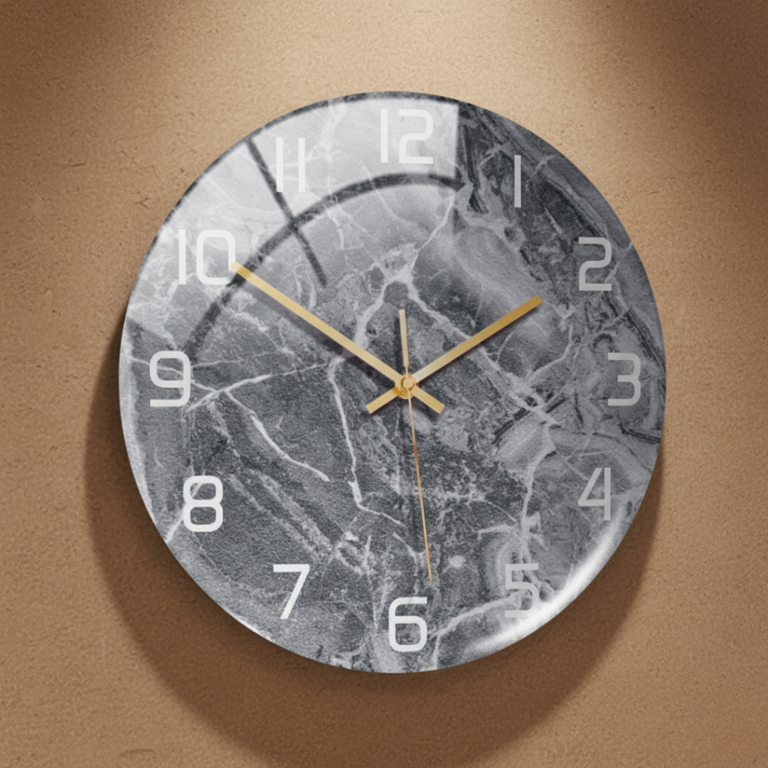 ViridMarmor Emerald Green & Gold Marble Wall Clock - Silent Quartz Acrylic Clock