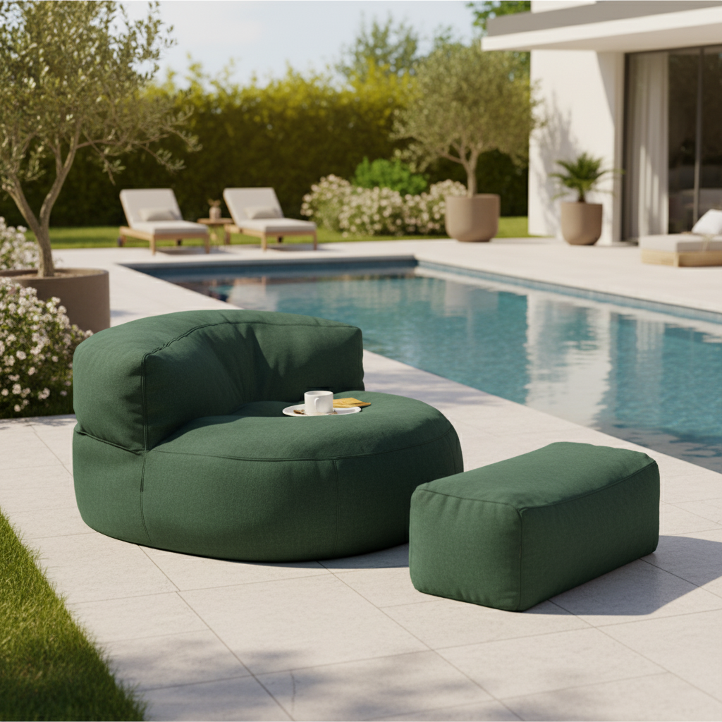 Waterproof Bean Bag Chair for Outdoor Use – Versatile Pouf Ottoman for Garden, Beach, and Pool – Soft Thick Chenille Cover