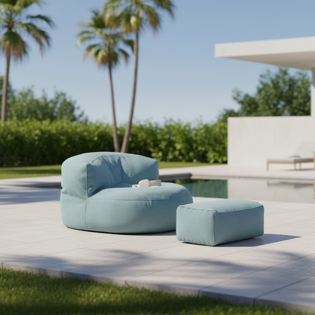 Waterproof Bean Bag Chair for Outdoor Use – Versatile Pouf Ottoman for Garden, Beach, and Pool – Soft Thick Chenille Cover