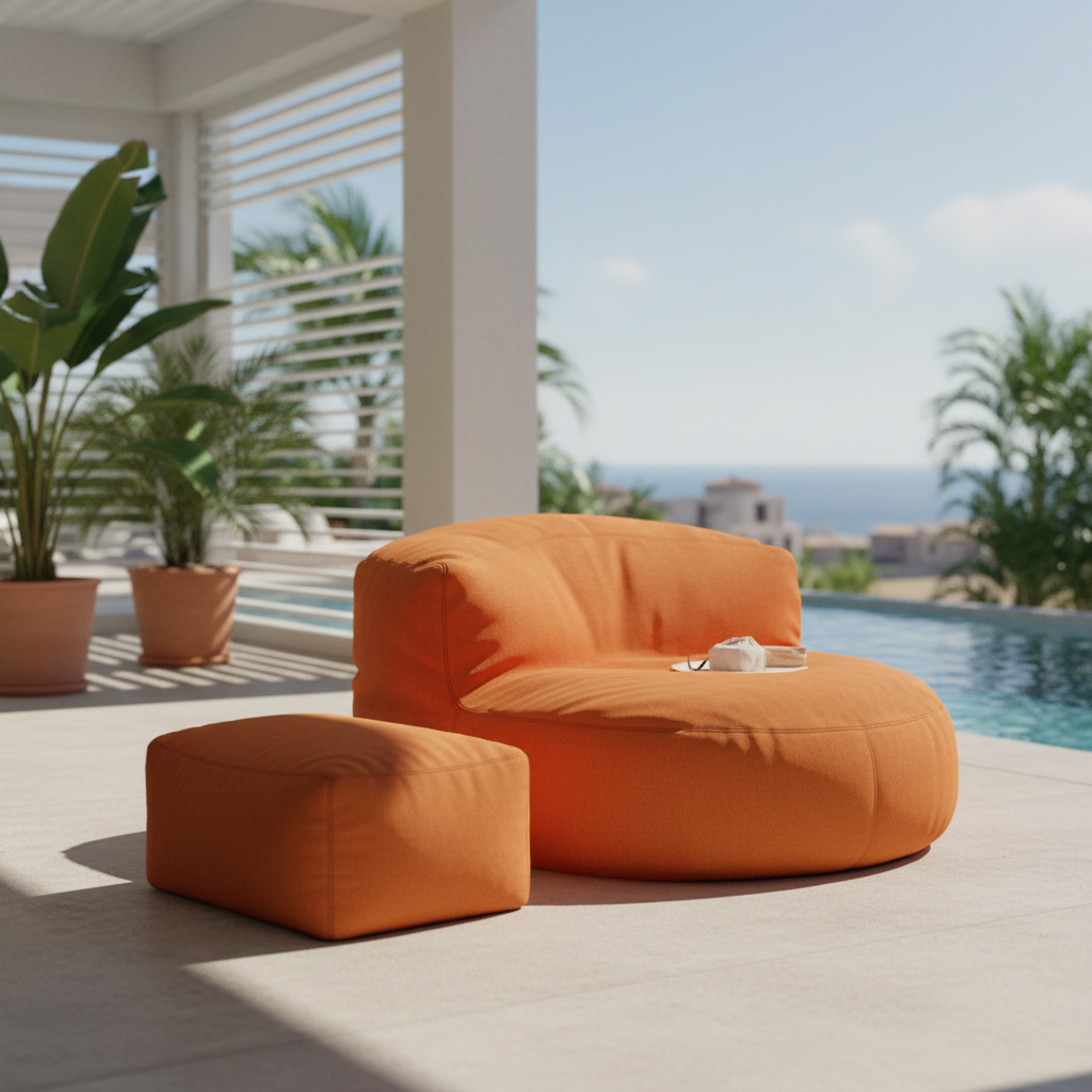 Waterproof Bean Bag Chair for Outdoor Use – Versatile Pouf Ottoman for Garden, Beach, and Pool – Soft Thick Chenille Cover