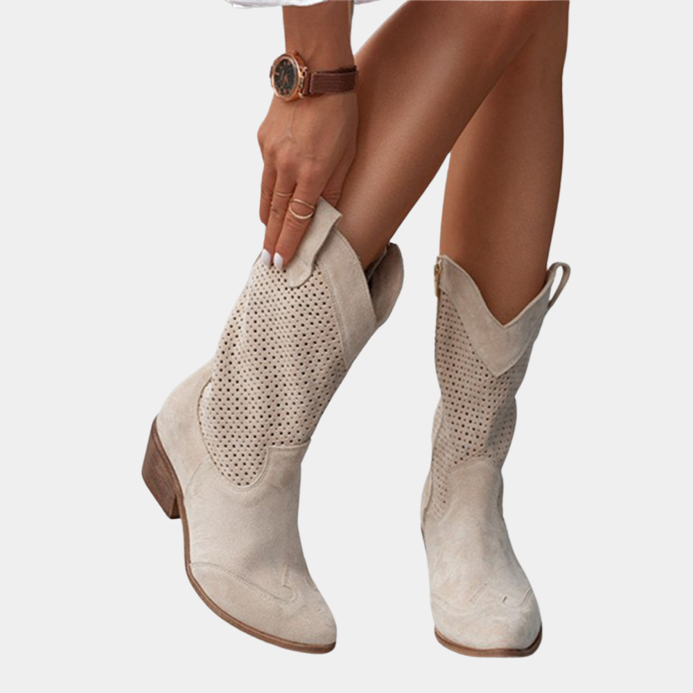 Wendy Women's Cowgirl Boots | Orthopedic Support, Mid-Calf Leather 6