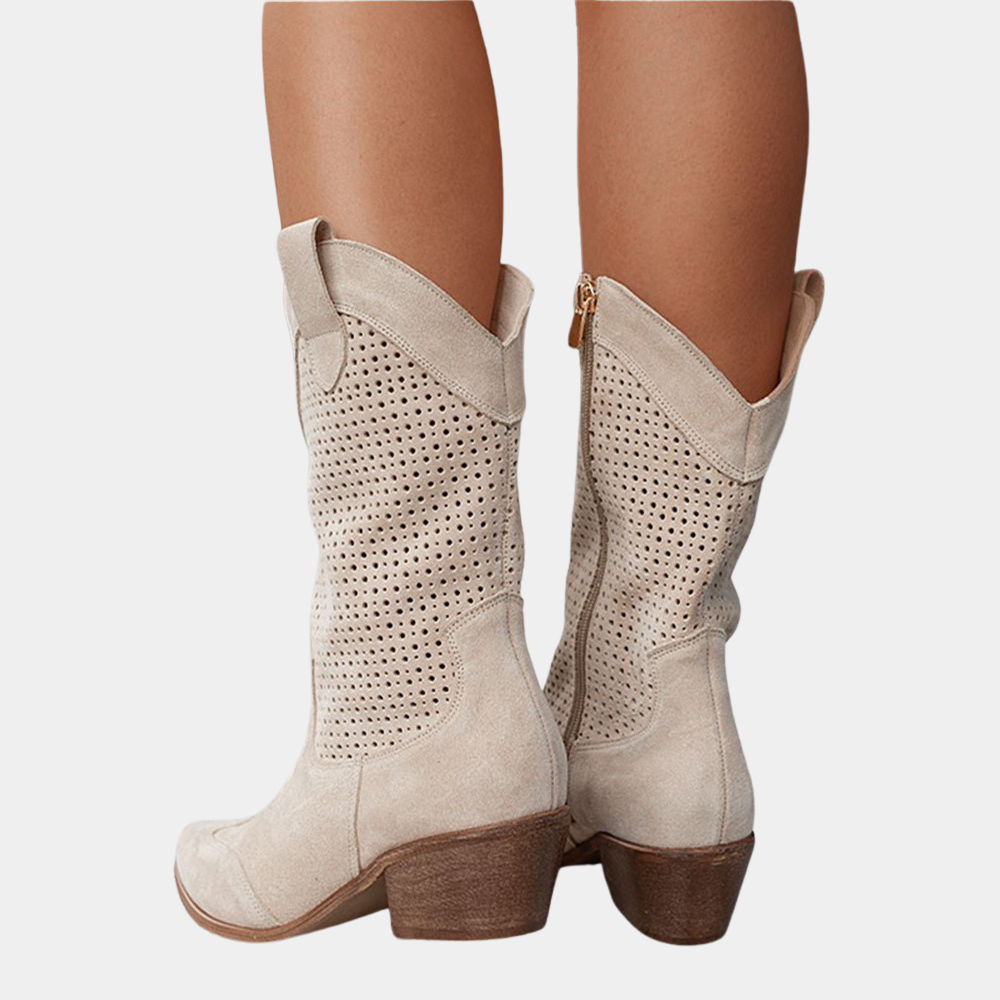 Wendy Women's Cowgirl Boots | Orthopedic Support, Mid-Calf Leather 7