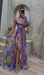 Wendy Women's Summer Dress | Floral Print, One-Shoulder Elegant Design 0