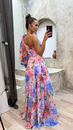 Wendy Women's Summer Dress | Floral Print, One-Shoulder Elegant Design 1
