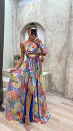Wendy Women's Summer Dress | Floral Print, One-Shoulder Elegant Design 2
